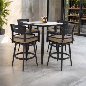 Christopher Knight Home Todd Patio 5 Piece Aluminum Swivel Bar Set with Removable Sunbrella Cushion - 1 of 4
