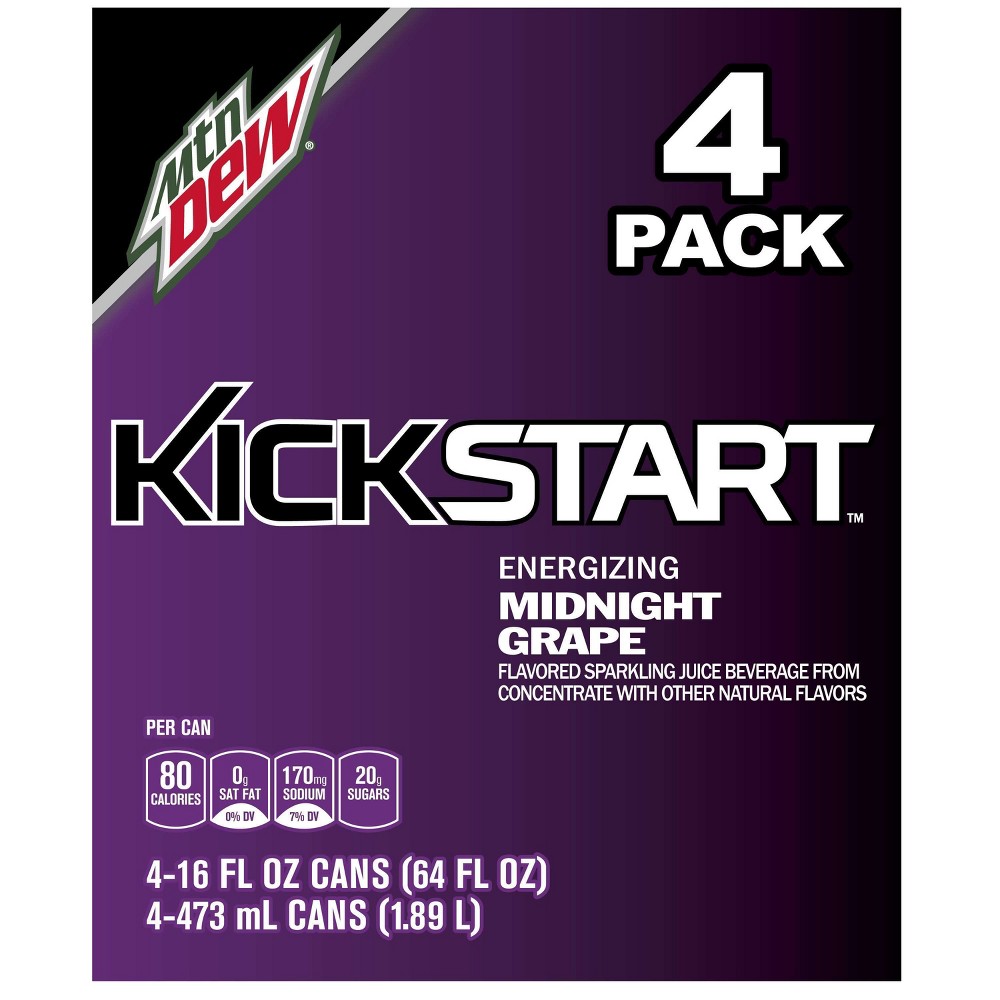 UPC 012000161124 product image for Mountain Dew Kickstart Midnight Grape - 4pk/16 fl oz Cans | upcitemdb.com