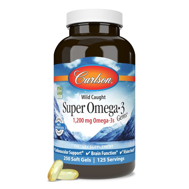 Carlson - Super Omega-3 Gems, 1200 mg Omega-3s, Norwegian, Wild Caught, Sustainably Sourced, 5 of 9