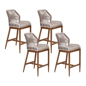 Outdoor Bar Stools - Set of 4 Counter Height Chairs with Back, Cushions Included,All-Weather Design, Chic Ergonomics, for Patio ,Garden - 1 of 4