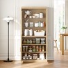 MAYEERTY  Natural Wood Grain Storage Cabinet with Glass Door for Living Room & Bar Area - 2 of 4