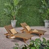 Acacia Wood Chaise Lounge Set of 2,Chaise Lounge with Pull-Out Tray and Adjustable Backrest for Patio,Outdoor Chaise Lounge with Wheels-Koiai - 2 of 4
