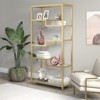 68 Inches 5-Tier Brass Metal Book Case with Glass Top Shelves - Henn&Hart - 2 of 4