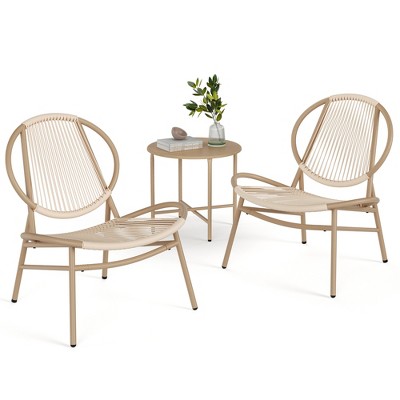 Patio Furniture Set 3 Pieces, Garden Bistro Set, Acapulco Chairs, Outdoor Seating, Side Table and 2 Chairs