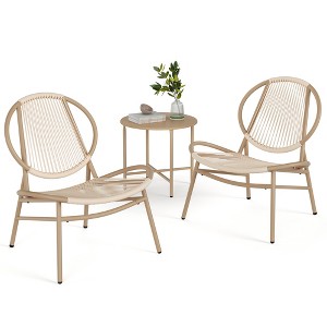 Patio Furniture Set 3 Pieces, Garden Bistro Set, Acapulco Chairs, Outdoor Seating, Side Table and 2 Chairs - 1 of 4