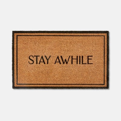 1&#39;6&#34;x2&#39;6&#34; &#39;Stay Awhile&#39; Coir Doormat Black - Threshold&#8482; designed with Studio McGee