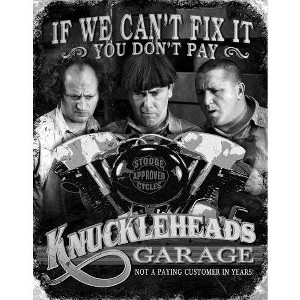 Desperate Enterprises The Three Stooges - Knuckleheads Garage Tin Sign - Nostalgic Vintage Metal Wall Decor - 12.5" W x 16" H - 1 of 1