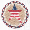 Earth Rugs Round Large Coaster – Primitive American Star Design, Braided Jute, Rustic Patriotic Table Accent, 7"x7" - 2 of 3
