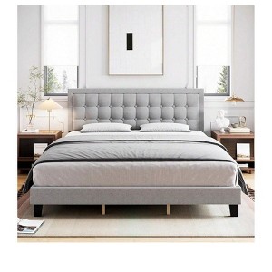 Coucheta Velvet Bed Frame with adjustable headboard, noise-free design & sturdy foundation. Features elegant button-tufted details. - 1 of 4