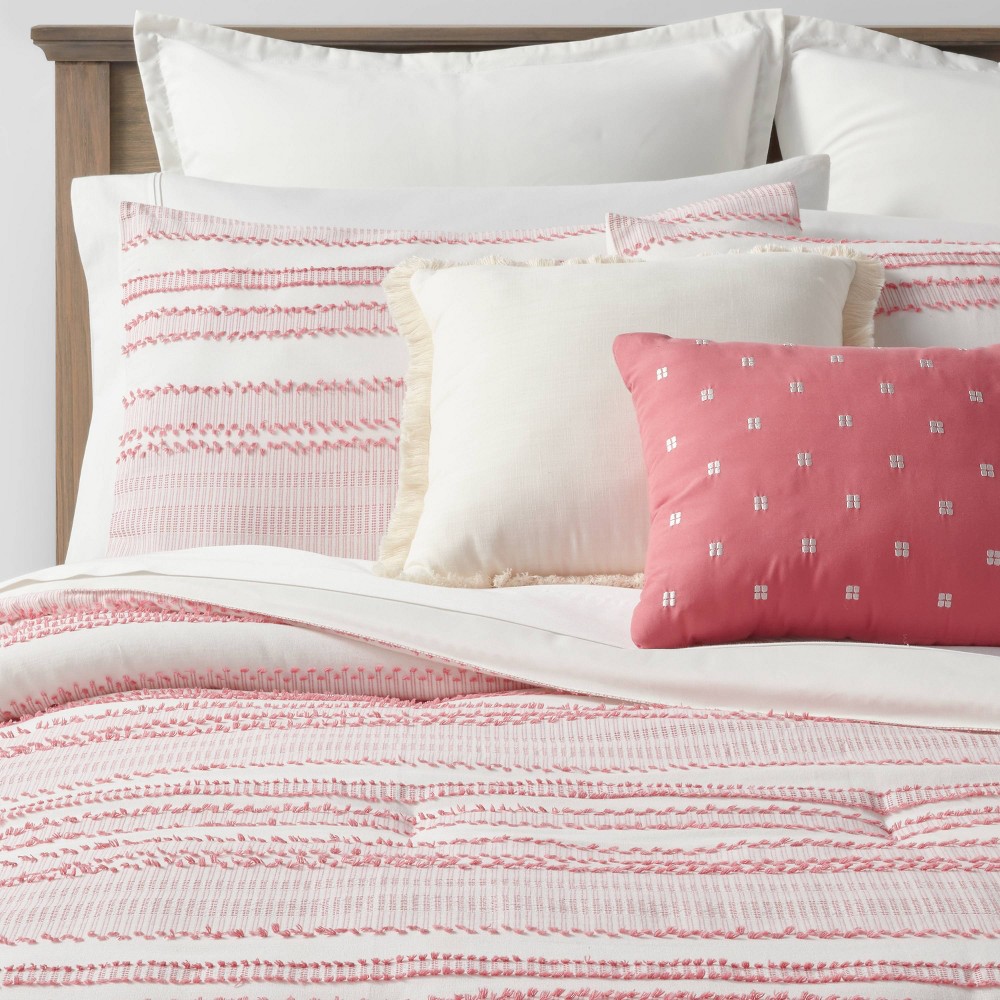 8pc Full Clipped Jacquard Stripe Comforter Set Vibrant Pink - Threshold™