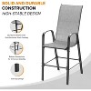 VINGLI Set of 4 Stackable Outdoor Bar Stools – Sling Chairs with High Back & Armrests, for Lawn, Garden, Bar, Grey - 4 of 4