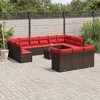 vidaXL 14 Piece Patio Sofa Set with Cushions Brown Poly Rattan - 2 of 4