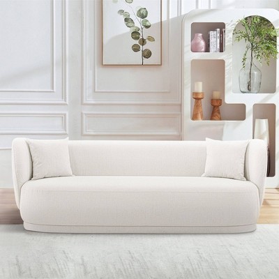 Siri Cream Linen Sofa and Accent Chair Set with Pine Wood Frame