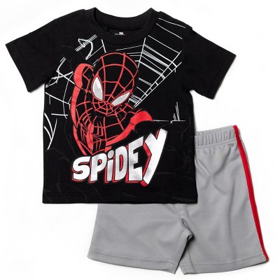 Spider-Man Avengers Big Boys Graphic T-Shirt & Shorts Set Gray 14-16