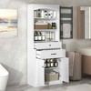 MAYEERTY White Bathroom Cabinet 2 Doors Drawers Adjustable Shelf 3 Open Shelves MDF - 2 of 4