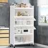 SKONYON 5-Tier Kitchen Baker's Rack Storage Cabinet with Flip-up Doors - 2 of 4