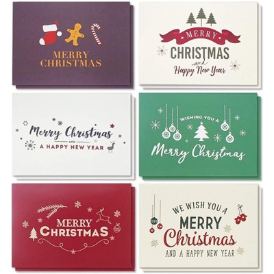 Sustainable Greetings 48 Pack Merry Christmas Xmas Greeting Cards Assortment with 6 Festive Holiday Winter Designs, 4 x 6 In