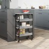 CLIHOME 4-Tier Rolling Kitchen Trolley 29.9" Engineered Wood With Lockable Wheels - 2 of 4