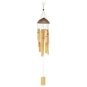 Unique Bargains Bamboo Wood Outdoor Decorations Wind Chimes 26 Inch Wood Color 1 Pc - 1 of 4