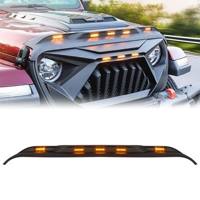 AMERICAN MODIFIED Front Stone Guard with Bright Amber LED Lights Fit For 2018 to 2023 Jeep Wrangler JL and Gladiator JT Models