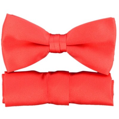 New Men's Solid Pre Tied Bow Tie and Hanky Set