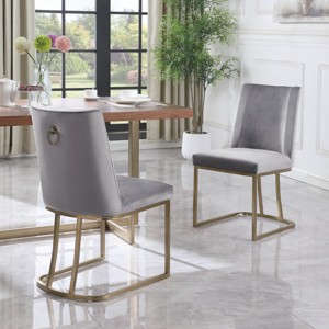 Coolbibila Dining Chairs Set Of 2,Mid Century Modern Velvet Upolstered Side Chairs,Armless Upholstered Dining Chair With Metal Legs - 1 of 4