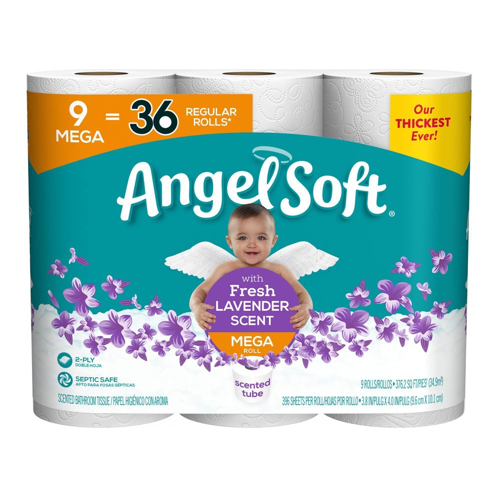 UPC 030400791437 product image for Angel Soft Fresh Lavender Scented Toilet Paper - 9 Mega Rolls | upcitemdb.com