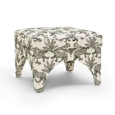 Raji Leopard Jacquard Upholstered Ottoman