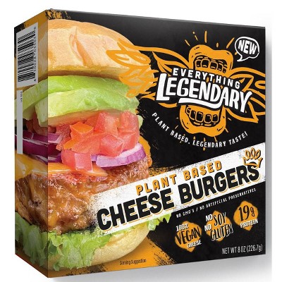 Everything Legendary Plant-Based Cheeseburger Patties with Vegan Cheese - 8oz