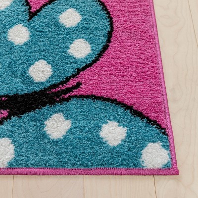 StarBright Pink Geometric Butterfly Kids Area Rug 3'3" x 5'