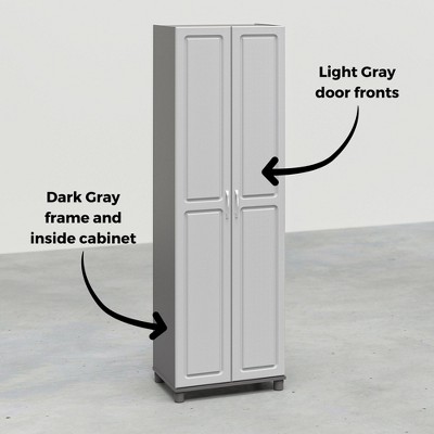 Gray Laminated MDF Freestanding Utility Storage Cabinet with Adjustable Shelving