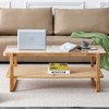 GDFStudio Ronald Modern Double-layer Solid Wood Glass 46" Rectangle Coffee Table with Rattan Weaving - 3 of 4