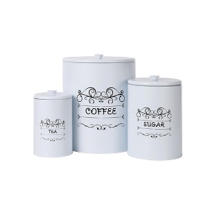 3-Piece Kitchen Canisters Set – Airtight Food Storage Containers (White, Farmhouse Style for Countertop) - 1 of 4