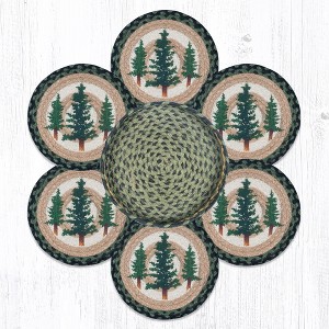 Earth Rugs Tall Timbers Trivets in a Basket – Braided Jute 10"x10" Forest Tree Design Hot Pads in Natural Storage Basket - 1 of 3