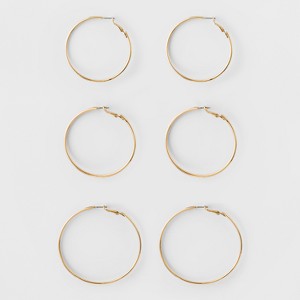 Big Hoop Earring Set 3ct - A New Day™ Gold - 1 of 1