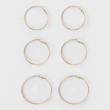 Big Hoop Earring Set 3ct - A New Day™ Gold