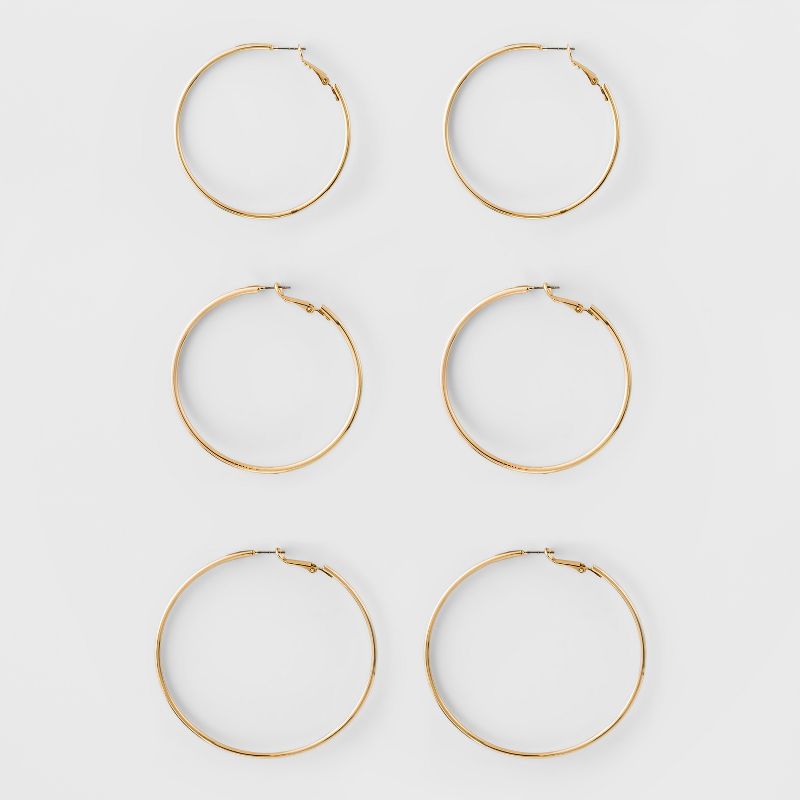 Big Hoop Earring Set 3ct - A New Day&#8482; Gold, 1 of 2