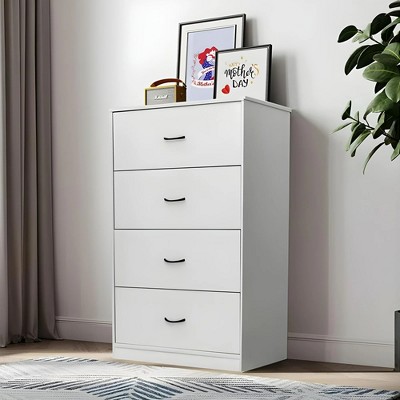 SUGIFT 4 Drawer Wood Dresser for Bedroom, Modern Storage Cabinet Dresser, Gray