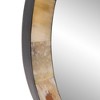 Howard Elliott 24" Godfrey Round Beveled Wall Mirror White and Tan Tiled Horn Frame - 3 of 4