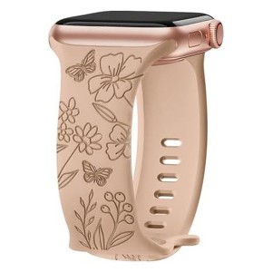 HTUTWOO Engraved Butterfly Apple Watch Band, Soft Silicone Strap 38/40/41/42/44/45/49mm, for iWatch Series 10 9 8 7 6 5 4 3 2 1 SE Ultra - 1 of 4