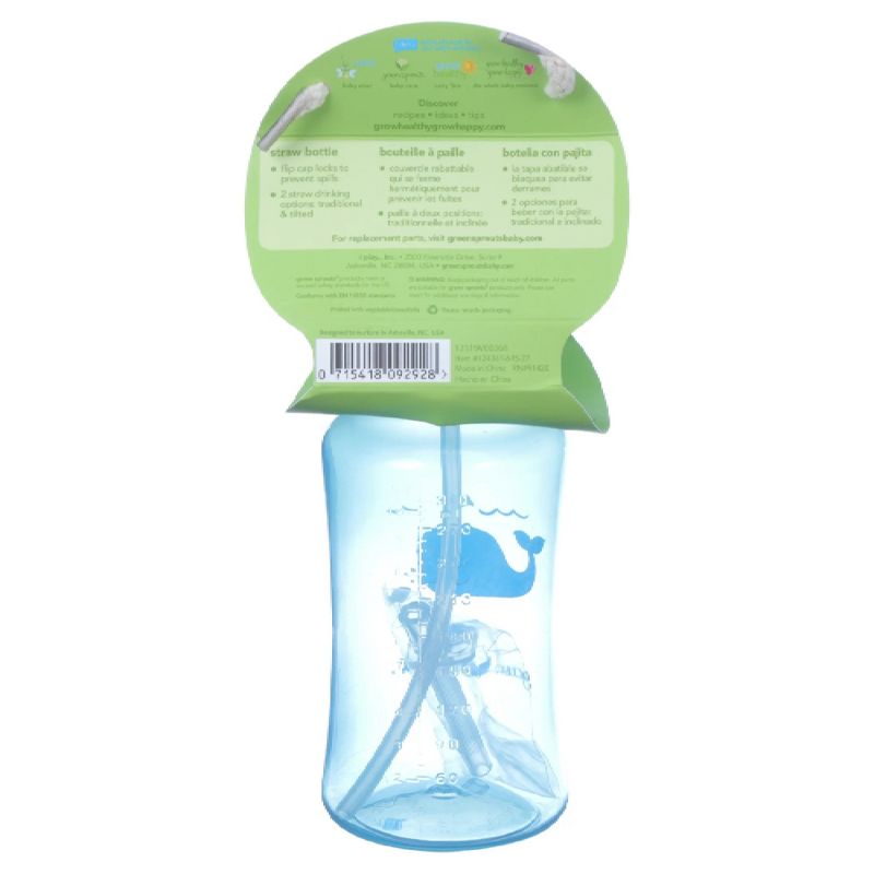 Green Sprouts Blue Aqua Bottle Silicone Straw With Flip Cap 9 Months+ - 1 ct, 2 of 4
