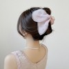 Anna-Kaci Sheer Organza Bow Hair Clip with Rhinestone Embellishments and Elegant Layered Design - Pink - 2 of 4