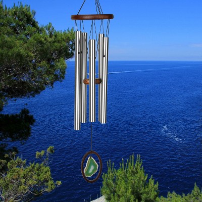 Large Green Agate Slice Metal Wind Chime for Outdoor Decor