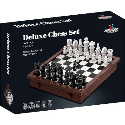 Deluxe Building Block Chess Set with Storage Drawers