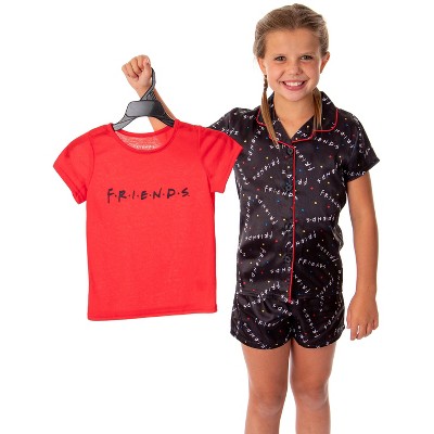 Friends TV Show Girls' TV Series Logo 3 Piece Pajama Shortie Lounge Set