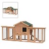PawHut 80" Wooden Chicken Coop House, Backyard Hen Poultry Cage with Nesting Box, Double Run, Removable Tray and Asphalt Roof - 4 of 4