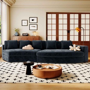 115.7 Inch Modular Sofa Couch, 4-Seater Sofa with Curved Silhouette, Upholstered Chenille Jacquard Sofa with Cushion-Coolbibila - 1 of 4