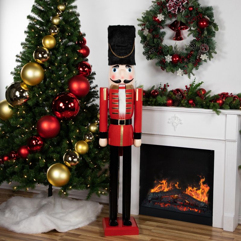 Northlight Giant Commercial Size Wooden Christmas Nutcracker Soldier - 6' - Red and Black, 2 of 6