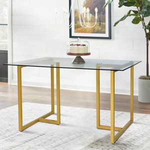 Contemporary Ming 55" Dining Table with Clear Tempered Transparent Glass Tabletop-Maison Boucle - 1 of 4