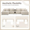 TiramisuBest 114*64" Cream Corduroy Sectional Sofa: L-Shaped,Console, USB Charger,Storage, Ottoman & Deep Wide Seats for Living Room - 4 of 4